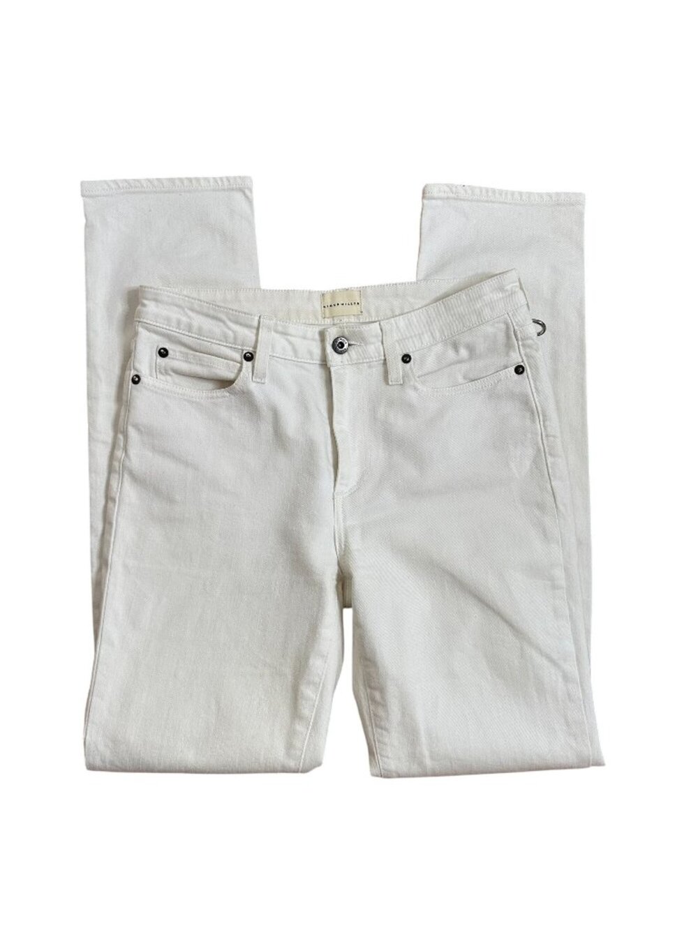 SIMON MILLER White Straight Leg Mid Rise Jeans 28 Designer Premium Denim D-Ring